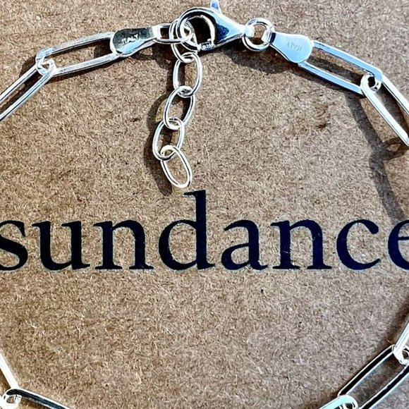 SUNDANCE $128 NEW 7-8" Adj. Sterling Silver Italy 925 Paperclip Link Bracelet - Picture 7 of 9